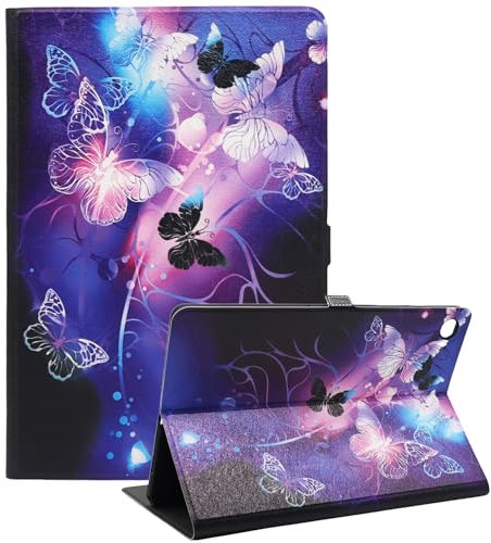 Bbjjkkz Tablet Case for Samsung Galaxy Tab A9 8.7 Inch 2023 SM-X110 SM-X115 SM-X117, Slim Fit Lightweight Protective Pattern Tablet Case Cover for Galaxy Tab A9 8.7, Purple Butterfly