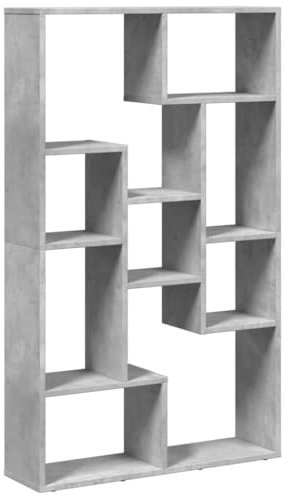 vidaXL Bücherregal, Standregal 9 Fächer, Raumteiler Regal für Wohnzimmer Schlafzimmer Büro, Aufbewahrungregal Aktenregal Büroregal, Betongrau Holzwerkstoff