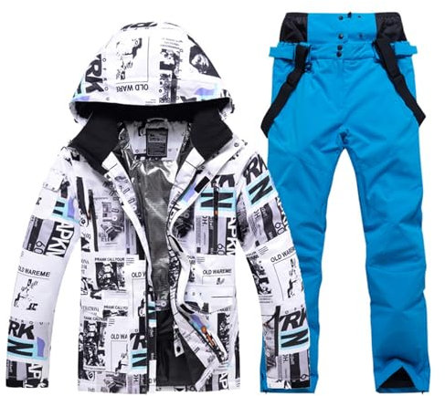Ski-Jacken Für Herren, Schneeanzug Herren 2 Teilig Set Winter Skianzug Snowboard Sets Warme Winddicht Ski Jacke Und Hosen Snowboardjacke Skibekleidung Winteranzug Snowboard Set Schneemantel Ski Anzug