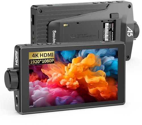 Desview A5 Camera Field Monitor 5.5 inch 600 nits Touch Screen External Monitor for DSLR 1920 * 1080 IPS Display 4K/60Hz HDMI Loop in/Out with 3D LUT Full-Waveform Peaking Focus, Sunshade Included