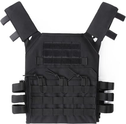 Lishuyeh Airsoft Weste Schaumstoffgepolsterte schützende Paintball-Spielweste Leichte atmungsaktive Outdoor-Sportweste Verstellbare Molle-Weste für Outdoor-Training Cosplay-Kostüme (Schwarz)