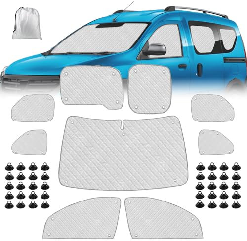 Sonnenschutz Auto Frontscheibe Ersatz für Dacia Dokker 2015-2025, 9 STK Faltbarer Sonnenschutz für Auto Innenabdeckung, Internes Thermomatte Set mit Aufbewahrungstasche, Ihr Fahrzeug Kühler Halten