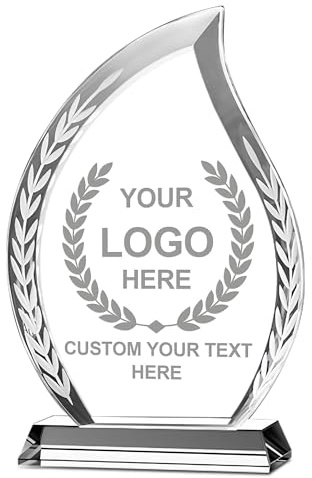 Emoragifou 21 x 12 cm personalizzato cristallo trofeo Award, placca premio in cristallo inciso personalizzato con il tuo logo/emblema/testo, premi personalizzati e trofei per sport, eventi aziendali