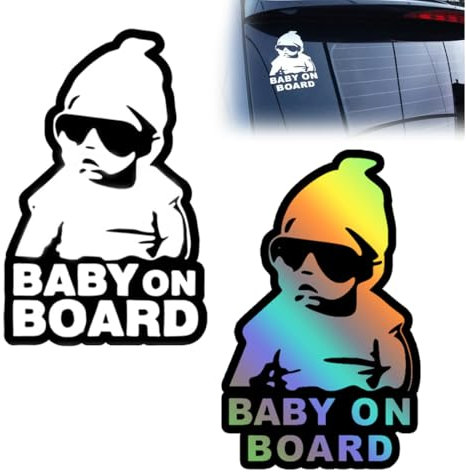 Bimbo a bordo per auto Kit 2 Adesivi Baby on Board, Adesivo Resistente per Uso Esterno