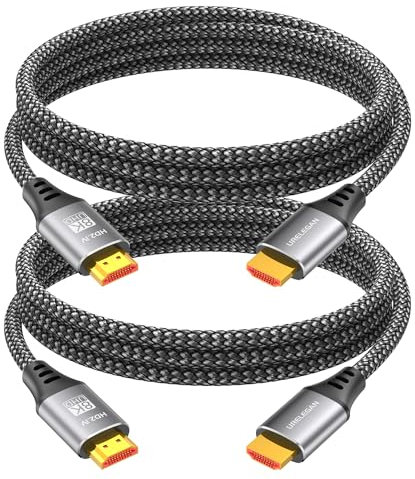 URELEGAN 8K 4K HDMI Cable 6FT 2-Pack, HDMI to HDMI Cord 4K@120Hz/144Hz, 8K@60Hz, HDMI 2.1 Support eARC, HDCP2.3/2.2, HDR10+ for KVM, Fire TV Stick, PS5, Xbox, LG, Roku, Switch, Portable Monitor.