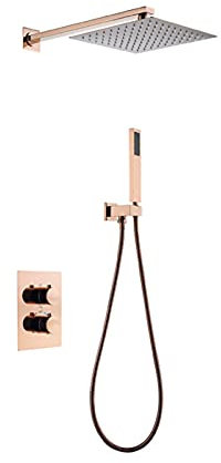 Wandleuchten Badezimmer Dusche Wasserhahn, roségold schwarz versteckte Wand mit Wandmontage thermostatischer Duschsystem, Regenbadmixer -Tap -Duschset, A (Größe: b) (eine Farbe a) Wandlampe