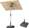 PURPLE LEAF Parasol de Jardin Extérieur avec Pied 1,2 x 1,8 m, Parasol Rectangulaire Inclinable avec Châssis en Aluminium Champagne Toile UPF 50+, Parasol Balcon pour Jardin Terrasse Piscine, Beige