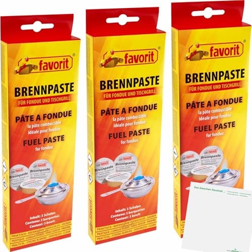 usy Bundle für Favorit Sicherheitsbrennpaste für Fondue und Tischgrill 3er Pack (3X Packung mit 3x80g) Block