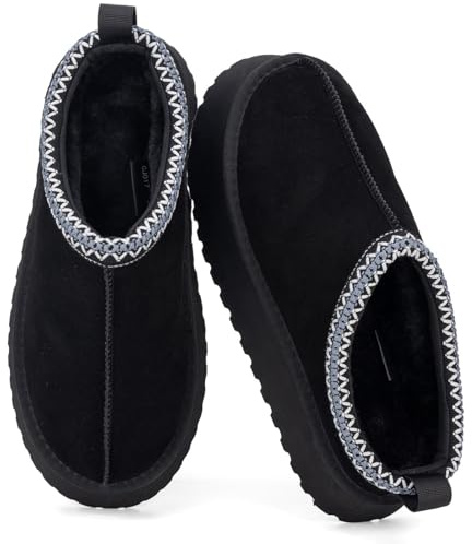Mishansha Damen Hausschuhe Winter Warme Pantoffeln Elegant 36-42 EU | Feste Sohle, Frauen Pantoffeln, Indoor, Outdoor Slipper, Plateauschuhe, Clogs, Rutschfest, Alltag, Terrasse, Kuschelig