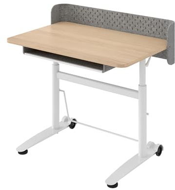 Ergotopia Kinderschreibtisch höhenverstellbar – ergonomischer Schülerschreibtisch für Kinder ab 6 Jahre, mitwachsender Schreibtisch für Grundschule & Hausaufgaben