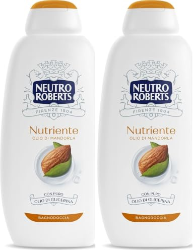 Neutro Roberts Bagnoschiuma Corpo Nutriente con Olio di Mandorla, Per una Pelle Profumata e Nutrita, Ingredienti di Origine Naturale, Senza Sapone, Dermatologicamente Testato, Flacone da 600 ml