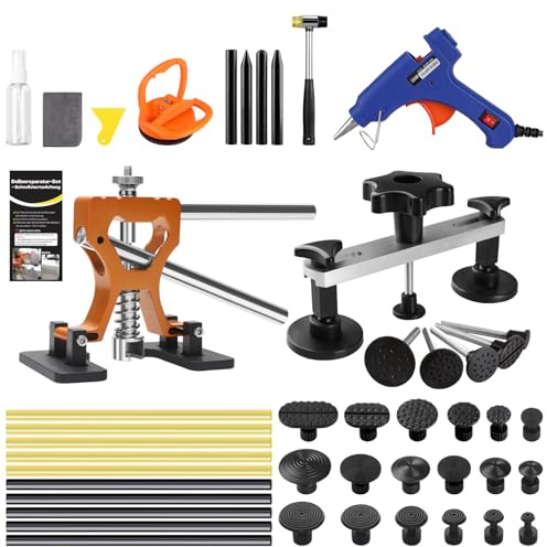 PDR Dellen Reparaturset Auto, Lackfreies Ausbeulwerkzeug Set Zahnzieher,Saugnapf und Werkzeug für Karosserie, ideal für mittelgroße & kleine Dellen, Hagelschäden und Beulen