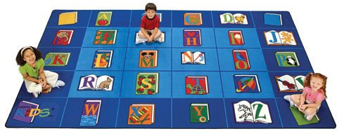 Carpets for Kids 2613 Reading by The Book Seating Library Rug 8ft 4in x 13ft 4in Rectangle Blue