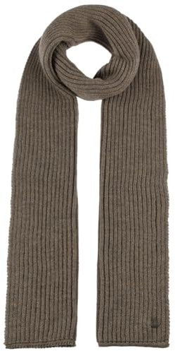 LIERYS Merino Winterschal Damen/Herren (Unisex, 185 x 20 cm) - Made in Germany - Modischer Strickschal aus Merinowolle - Schal mit Rippstrickmuster - Herbstschal Herbst/Winter braun