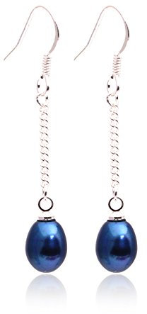 Sweet & Happy Girl's Store 6-7mm 8-9mm x Tropfen Blue Pearl Ohrringe Sterlingsilber-Haken