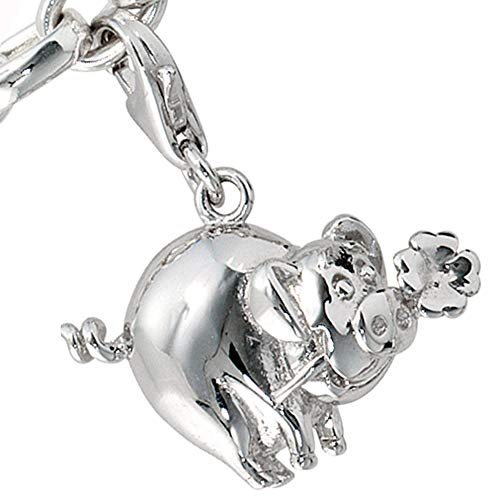 Jobo Damen-Charm Glücksschwein aus 925 Sterling Silber
