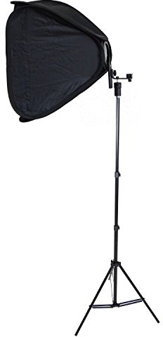 DynaSun Kit SB1009 80x80cm XXL Softbox Quadrangolare Pieghevole Portatile Professionale EasyFolder con Cavalletto Stativo W803 220cm con Slitta Hot shoe per Flash