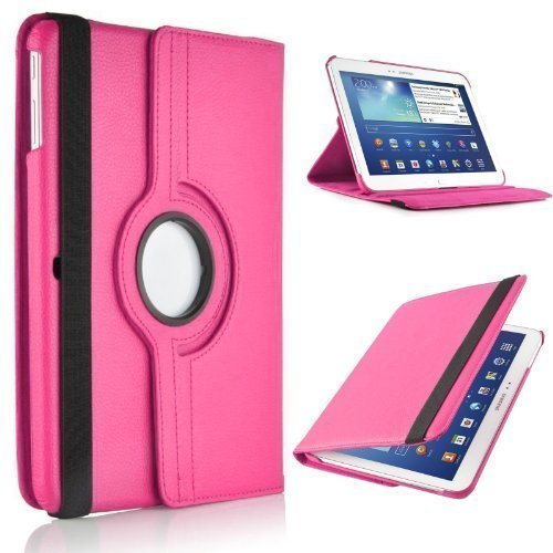 TechDealsUK Etui Rotatif 360 Degrés en Cuir avec Support pour Samsung Galaxy Tab 4 10.1 T530 T535 - Rose