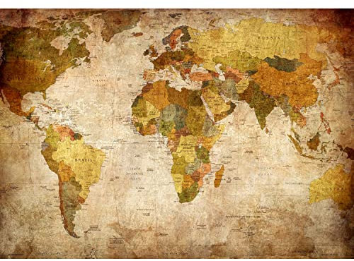 Runa Art Papier peint intissé 396 x 280 cm Carte vintage du monde | Toison Décoration Murale Salon Chambre á Coucherr | Fabrication Allemande | marron 9015012b