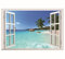 HALLOBO® XXL Wandaufkleber Fenster Hawaii Meer Insel Urlaub Wandsticker Wandtattoo Wall Sticker Wohnzimmer Schlafzimmer Deko Korridor Esszimmer