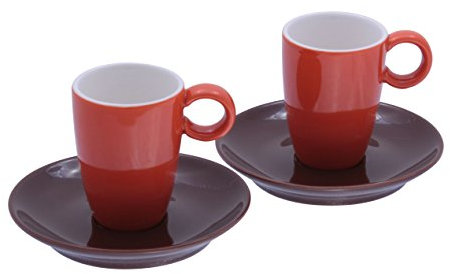 Espressotasse in Vereinsfarben orange/braun Set