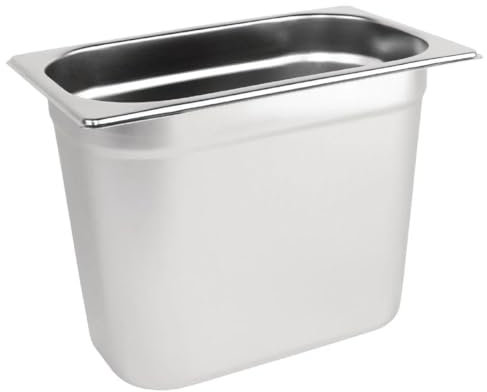 Vogue Stainless Steel 1/4 Gastronorm Tray 200mm - Fridge, Blast Chillers Safe Tray to Store and Cook Food K823