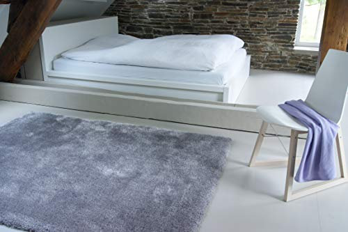 floor factory Moderner Teppich Seasons grau 200x290 cm - flauschig weicher Hochflor Teppich in aktuellen Trendfarben