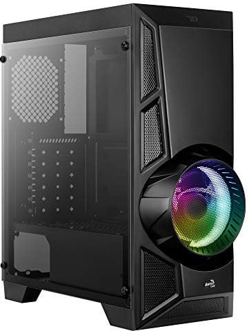 Aerocool AEROENGINERGB, Case PC, Vetro Temperato, Ventilatore RGB 12cm, Nero