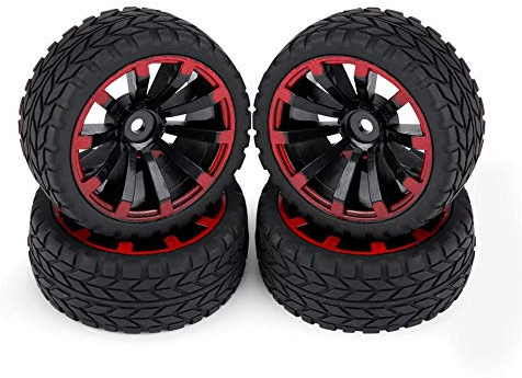 Qiterr RC Autoreifen, 4 Stück/Satz Reifen Gummireifen Racing Offroad Fahrzeug Felge für RC 1:10 Autoteile(Getreidemuster)