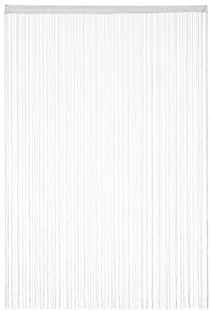 Relaxdays Fadenvorhang 5er Set weiß, kürzbar, mit Tunneldurchzug, White | für Türen & Fenster, waschbar, Fadengardine, 145x245 cm