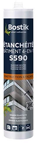Bostik S590 – Mastic d'Étanchéité Bâtiment 4 en 1 – Intérieur et Extérieur – Joints De Calfeutrement, Dilatation, Façade Et Vitrage – Couleur : Noir - Cartouche 300 ml