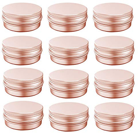 BallHull Lot de 12 bocaux rechargeables en aluminium de 56,7 g avec bouchon à vis, or rose.