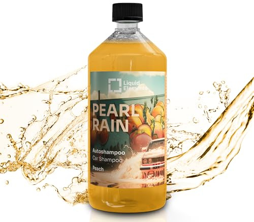 Liquid Elements Pearl Rain Autoshampoo 1L, Pfirsich, greift Wachse | Autoreiniger entfernt hartnäckige Verschmutzungen, Versiegelungen nicht an, ergiebiges Konzentrat