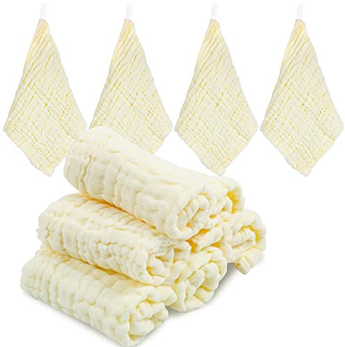 ABirdon 10 Piezas Muselinas Bebe, Algodon Orgánico, 30 x 30 cm Toalla Facial Infantil Suaves, Toalla de Gasa Bebe para Niños, Paños de Muselina Facial Infantil para Recién Nacidos