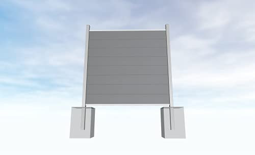 Gartenwelt Riegelsberger WPC Steckzaun Sichtschutz Zaun Gartenzaun Komplettset | 3 Zaunelemente 180x180cm grau+ 4 Pfosten silber | zum Einbetonieren