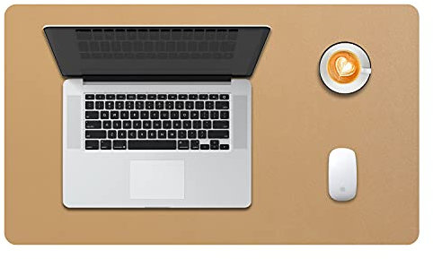 Desk Pad Large, DOBAOJIA Desk Mat, Laptop Mat, Writing Pad, Desk Blotter, Extended Mouse Mat, Large Mouse Pad for Office/Home, PU Leather Waterproof +Suede Non-Slip 23.6 X 13.8 (Khaki)