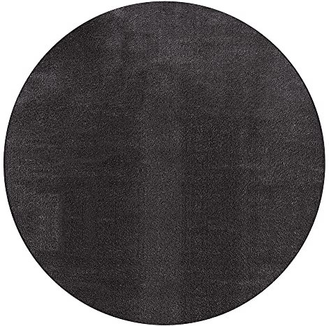 the carpet Relax Weicher, Badezimmerteppich, Bad Set, Badematte, Badvorleger, Anti-Rutsch Unterseite, Waschbar bis 30 Grad, Super Soft, Felloptik Anthrazit, 120 cm Rund