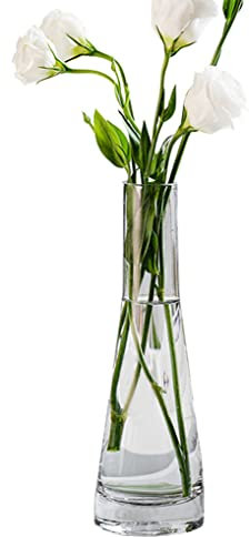 Vase en verre soufflé à la main - Vase à tige unique - Vase décoratif en verre - Centre de table pour fête de mariage, décoration de maison et de bureau (transparent)
