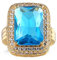 Banemi Goldener Ring Damen Ehe, Ring Personalisiert Damen Blau Zirkonia Strahlende Form Damen Verlobungsring Größe 52 (16.6)