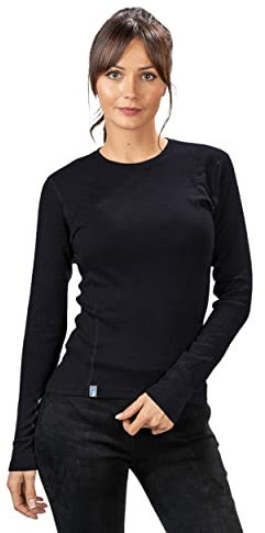 ALPIN LOACKER 100 Merino T-Shirt à Manches Longues Dames 230g/m sous-vêtements Thermiques, Noir L