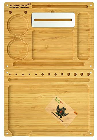 Plateau en Bambou et en Bois Plateau à Cigarettes, Aimant Puissant, Surface Lisse, Accessoires de Gestion, Grand Rouleau Tray