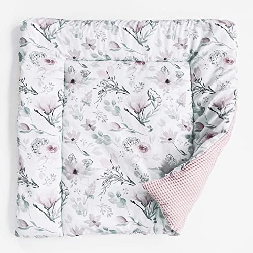 BABEES Wickelauflage 75x75 75x70 cm, Baby Wickelunterlage antibakterielle Baumwolle mit Silberionen FLOWERS