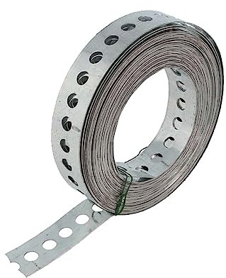 tecuro Lochband 25 mm x 10 m Rolle, Materialstärke 0,6 mm, Lochmaß Ø 9 mm - Edelstahl V2A - LSES25