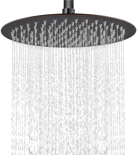 Midanya Oil-Rubbed Bronze Round Rainfall Shower Head 12 Inch Stainless Steel Ultra Thin Design High Pressure