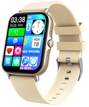 findtime Smartwatch, halbes Display, Armband IP67 aus Silikon, für Herren/Damen, 1,69 Zoll, Smartwatch, Sport, Herzfrequenzmonitor, Schrittzähler, Kalorienzähler, für Android iOS, Rosa, Einheitsgröße,