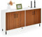 COSTWAY Kommode 148 x 40 x 75,5cm, Anrichte Schrank mit 4 Türen, Sideboard Holz, ideal für Wohnzimmer, Küche und Schlafzimmer