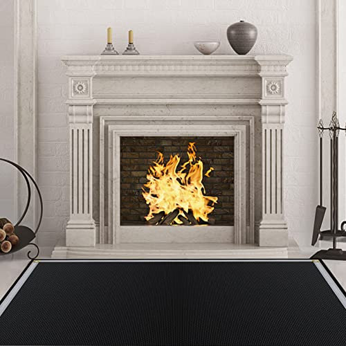 Liveinu Feuerschale Matte Feuerstelle Unterlage Feuerstellenmatte Grillmatte Hitzebeständige Matte Schutz für Grill, Gras, Terrasse und Bodenschutzmatte im Outdoor, Schwarz-3 Schichten, 60x42inch