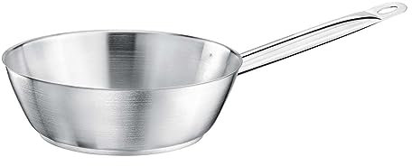 TOMGAST Konischer Stielkasserolle Durchmesser: 16 cm Höhe: 6 cm Fassungsvermögen: 1 l | Edelstahl 18/10 | Wandstärke 1 mm bis 1,2 mm | 3-Schicht-Aluminium-Stahlboden | Induktion