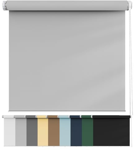 Verdunkelungsrollo 95 x 60 cm, Blickdicht Sichtschutz Sonnenschutz, Fensterrollo Innen, ohne Bohren Einfache Installation, für Fenster und Tür, Hellgrau