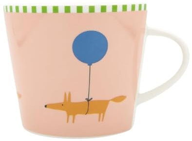 Scion Living – Keith Brymer Jones Collaboration Range – Keramiktasse zum 10. Jahrestag – Mr Fox-Ballon – Rosa – in Geschenkbox
